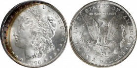 1896 Morgan Silver Dollar. MS-67 (PCGS).

A crescent of rich, multicolored bag toning along the left obverse border enhances the appearance of this ...