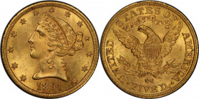 1891-CC Liberty Head Half Eagle. Winter 1-A. MS-64 (PCGS). CAC.

A beautiful example of both the type and the issue, the desirable CC mintmark enhan...