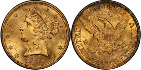 1892 Liberty Head Half Eagle. MS-64+ (PCGS). CAC.

Stunning reddish-rose surfaces exhibit intense mint luster in a bold frosty texture. Sharply defi...