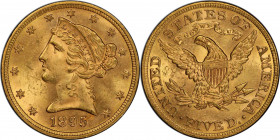 1895 Liberty Head Half Eagle. MS-64 (PCGS). CAC.

Delightful rose-apricot surfaces display full, frosty mint luster. Sharply struck with excellent e...