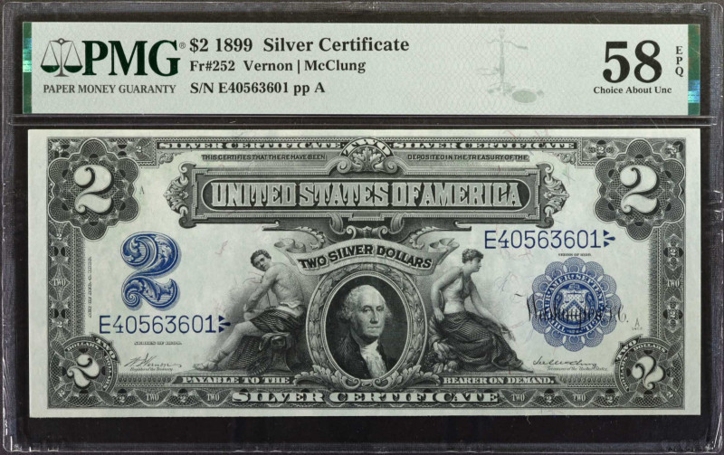 Fr. 252. 1899 $2 Silver Certificate. PMG Choice About Uncirculated 58 EPQ.

Ve...