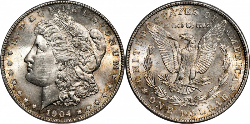 1904-S Morgan Silver Dollar. AU-58 (PCGS).

Peripheral golden toning circles t...