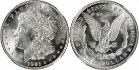 1921 Morgan Silver Dollar. MS-66+ (NGC).

Brilliant, intensely lustrous surfaces are free of grade-limiting marks that might interfere with one's ap...