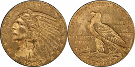 1908 Indian Half Eagle. MS-63+ (PCGS). CAC.

An appealing, premium Choice example with original honey-orange and golden-apricot colors on both sides...