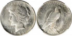 1921 Peace Silver Dollar. High Relief. MS-66 (NGC).

Our multiple offerings of such examples in this sale notwithstanding, few 1921 Peace dollars ar...