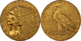 1914 Indian Half Eagle. MS-63 (PCGS). CAC.

Warm straw-gold color with tinges of faint pinkish-rose toning. The strike is generally sharp, the quali...