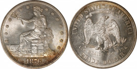 1876 Trade Dollar. Type I/II. MS-63 (PCGS). CAC. OGH--First Generation.

This intensely lustrous, frosty-textured example would make a lovely additi...