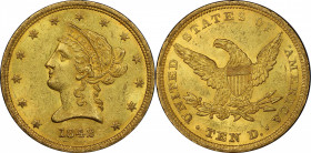 1842 Liberty Head Eagle. Small Date, Plain 4. MS-62+ (PCGS). CAC.

This is a highly significant and thoroughly desirable example of a scarce early d...