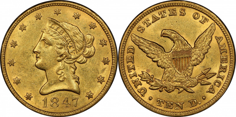 1847 Liberty Head Eagle. MS-61 (PCGS).

A truly exceptional example from the e...