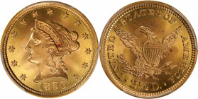 1896 Liberty Head Quarter Eagle. MS-66+ (PCGS). CAC.

A visually stunning Liberty quarter eagle with intense lustre and bright honey-gold surfaces, ...
