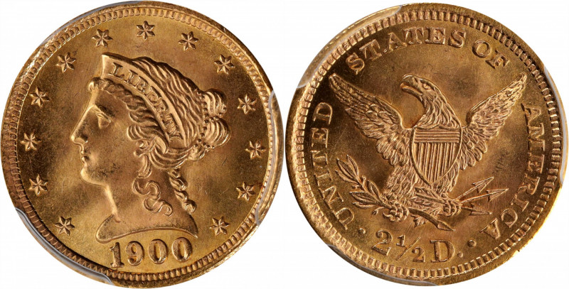 1900 Liberty Head Quarter Eagle. MS-65 (PCGS).

This smartly impressed and viv...