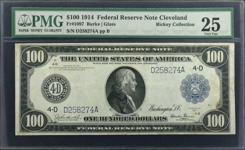 Fr. 1097. 1914 $100 Federal Reserve Note. Cleveland. PMG Very Fine 25.

Light ...