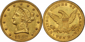 1848 Liberty Head Eagle. MS-62 (PCGS). CAC.

Delightful golden-olive surfaces present a bold strike and soft, impressively smooth satin luster. When...