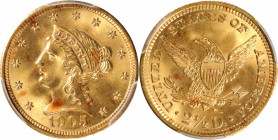 1905 Liberty Head Quarter Eagle. MS-67 (PCGS).

A virtually pristine example with only a few pale alloy spots to otherwise smooth-looking surfaces. ...