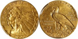 1908 Indian Quarter Eagle. MS-64 (PCGS).

A boldly struck, golden-orange example with soft satin luster throughout. First of the circulation strike ...