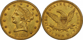 1854-O Liberty Head Eagle. Large Date. Winter-1. AU-58 (PCGS). CAC.

A handsome and fully original example featuring warm, even honey-gold color. Lu...