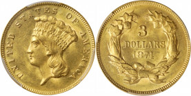 1874 Three-Dollar Gold Piece. MS-61 (PCGS).

Satiny medium gold surfaces are sharply struck and uncommonly smooth in appearance for the assigned gra...