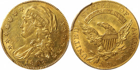 1808 Capped Bust Left Half Eagle. BD-3. Rarity-4. Normal 5D. AU Details--Scratch (PCGS).

Satiny on the reverse with modest semi-reflective tendenci...