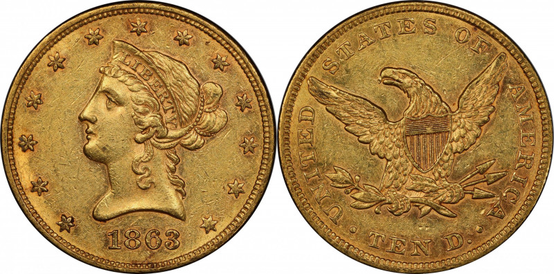 1863 Liberty Head Eagle. AU-55 (PCGS). CAC.

Here is a highly significant exam...