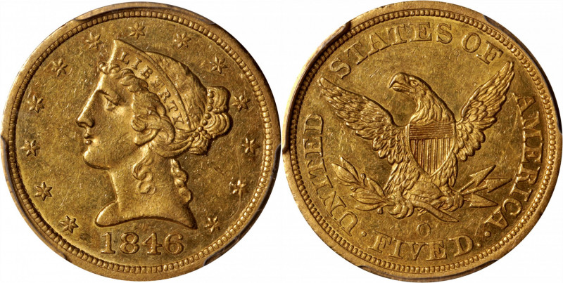 1846-O Liberty Head Half Eagle. Winter-1. AU-55 (PCGS). CAC.

A glorious Choic...