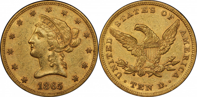 1865 Liberty Head Eagle. AU-53 (PCGS). CAC.

As one of the finest certified an...