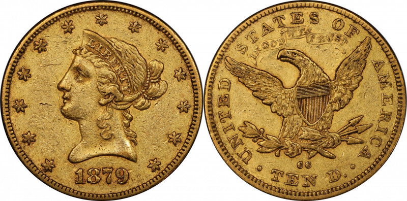 1879-CC Liberty Head Eagle. EF-45 (PCGS).

Subtle silver-rose overtones enlive...