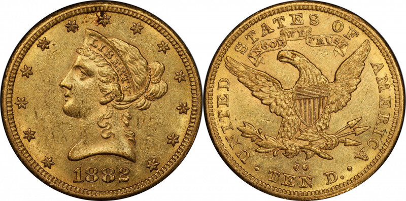 1882-CC Liberty Head Eagle. Winter 2-A. Misplaced Date. MS-60 (PCGS).

Offered...