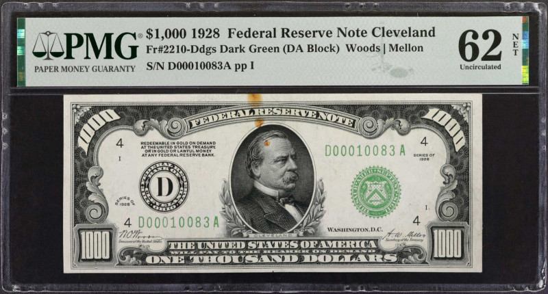 Fr. 2210-Ddgs. 1928 $1000 Federal Reserve Note. Cleveland. PMG Uncirculated 62 N...