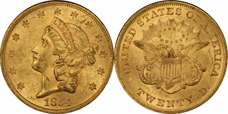 1854 Liberty Head Double Eagle. Small Date. MS-61 (PCGS).

Rich, original colo...