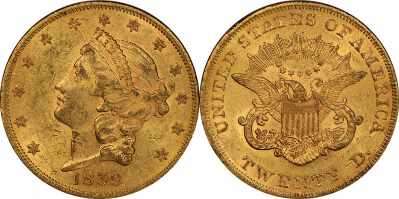 1859 Liberty Head Double Eagle. MS-62 (PCGS). CAC.

This 1859 double eagle off...