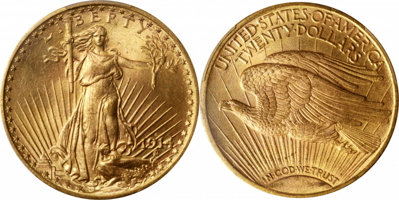 1914-S Saint-Gaudens Double Eagle. MS-65 (PCGS).

This smartly impressed, full...