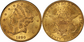 1890-CC Liberty Head Double Eagle. MS-62 (PCGS).

Lustrous Uncirculated quality with a bold to sharp strike and richly original rose-orange color to...