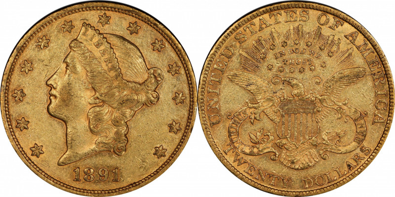 1891 Liberty Head Double Eagle. AU-53 (PCGS).

An historic rarity whose superi...