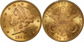 1896 Liberty Head Double Eagle. MS-64 (PCGS). CAC.

Vivid golden-apricot surfaces are fully struck with intense mint luster. The circulation strike ...
