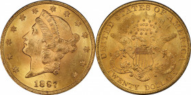 1897 Liberty Head Double Eagle. MS-64 (PCGS). CAC.

Frosty rose-orange surfaces are sharply to fully struck with very smooth surfaces for the issue....