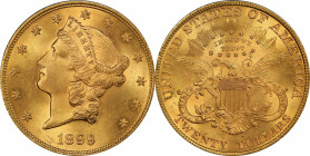 1899 Liberty Head Double Eagle. MS-65 (PCGS).

A noteworthy condition rarity for both the type and issue, this impressive Gem would fit comfortably ...