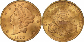 1900 Liberty Head Double Eagle. MS-65 (PCGS).

Delightful Gem surfaces are sharply struck, intensely lustrous and exhibit vivid rose-gold coloration...