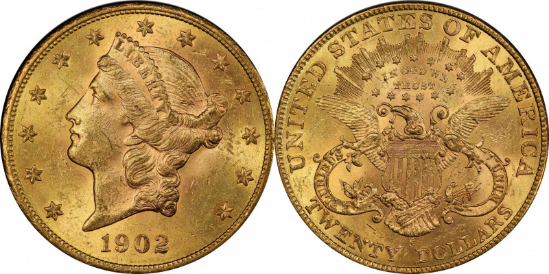 1902-S Liberty Head Double Eagle. MS-61 (PCGS).

Of the 1,753,625 double eagle...