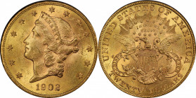 1902-S Liberty Head Double Eagle. MS-61 (PCGS).

Of the 1,753,625 double eagles coined in the San Francisco Mint in 1902, exportation as part of the...