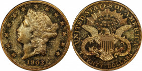 1903 Liberty Head Double Eagle. JD-1, the only known dies. Rarity-4. Proof-58 (PCGS). CAC.

An unmistakable Proof striking of the Type III Liberty H...