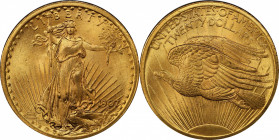 1907 Saint-Gaudens Double Eagle. Arabic Numerals. MS-65+ (PCGS). CAC.

Lovely mint frost blends with vivid deep orange-color color on both sides of ...