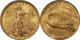 1920 Saint-Gaudens Double Eagle. MS-64 (PCGS).

This lovely example exhibits warm golden-wheat color. It is also fully lustrous with a bold to sharp...