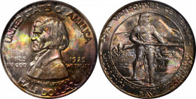 1925 Fort Vancouver Centennial. MS-67 (PCGS). CAC.

Cornucopias of vivid multicolored iridescence decorate both sides of this expertly preserved, vi...