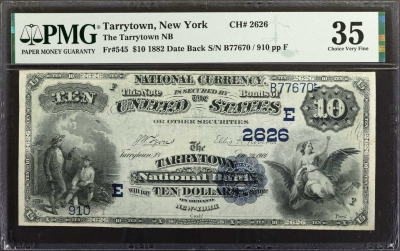 Tarrytown, New York. 1882 Date Back $10 Fr. 545. The Tarrytown NB. Charter #2626...