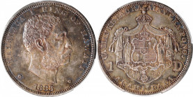 1883 Hawaii Dollar. Medcalf-Russell 2CS-5. AU-50 (PCGS).

A scarce and conditionally challenged Kingdom of Hawaii silver issue, offered here in rich...