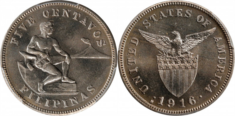 1916-S Five Centavos. MS-65 (PCGS).

An impressive condition rarity for the is...