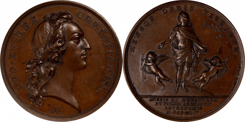 "1744" (1860-1879) French Geodesic Mission Medal. Betts-Unlisted. Bronze. Mint S...
