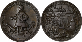 1741 Admiral Vernon Medal. Cartagena. Adams-Chao CAv 3-C, M-G 216. Rarity-6. Copper. Choice Very Fine, Bent.

38 mm.

Ex John Adams Collection. Co...