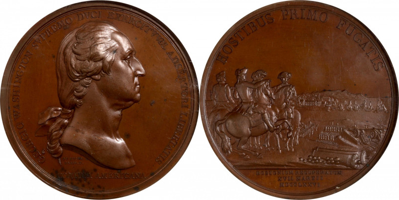 "1776" (1845-1860) Washington Before Boston Medal. Paris Mint Restrike. Adams-Be...