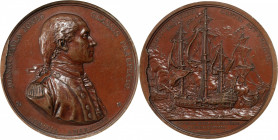 "1779" (ca. 1863-1868) Captain John Paul Jones / Bonhomme Richard vs. Serapis Naval Medal. U.S. Mint Gunmetal Dies. By Augustin Dupre. Adams-Bentley 8...